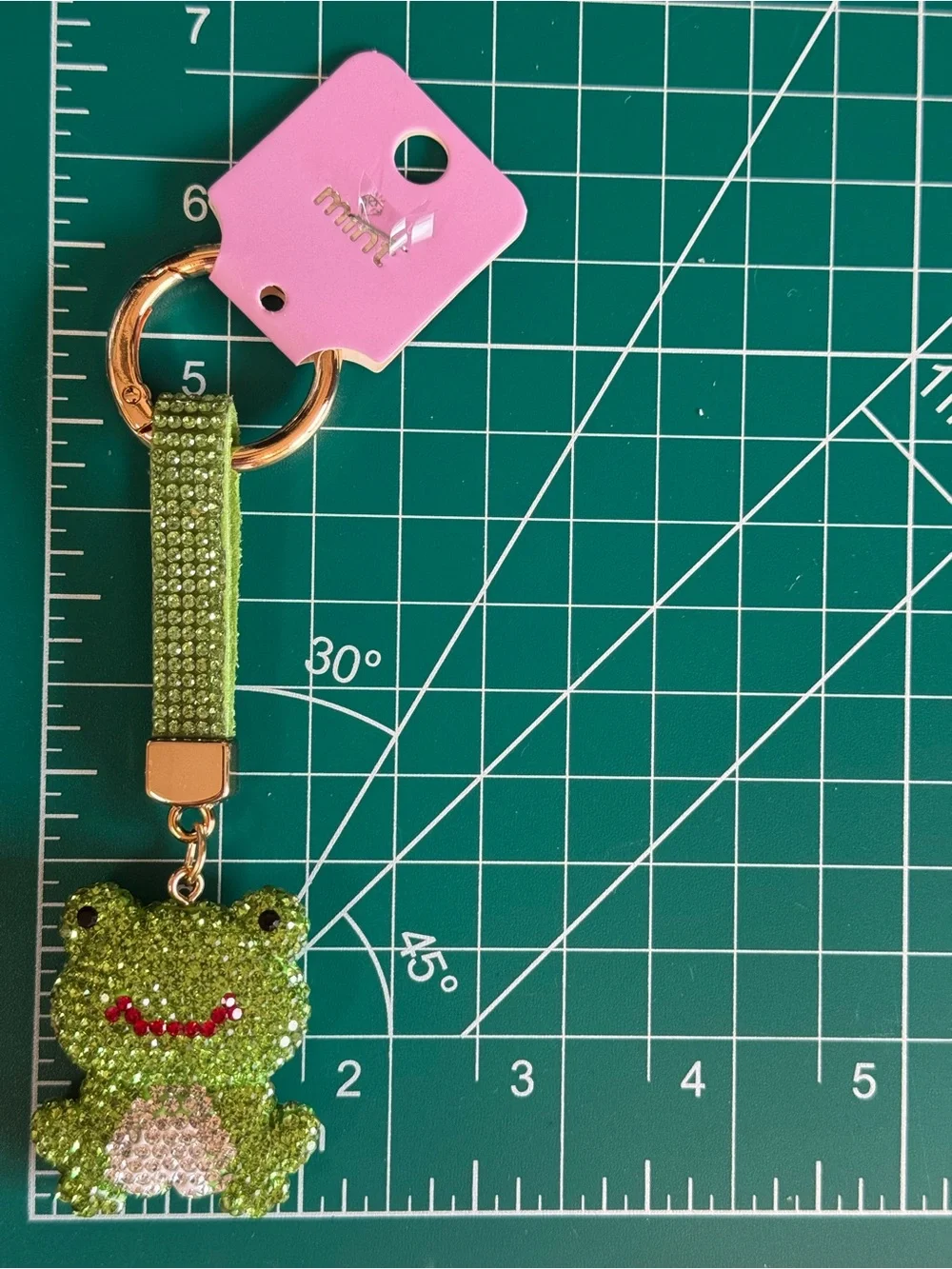 Mint Rhinestone Frog Keychain Bag Charm NWT